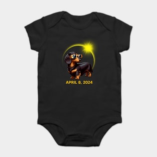 Dachshund Dog Solar Eclipse Glasses 2024 Doxie Lover Baby Bodysuit